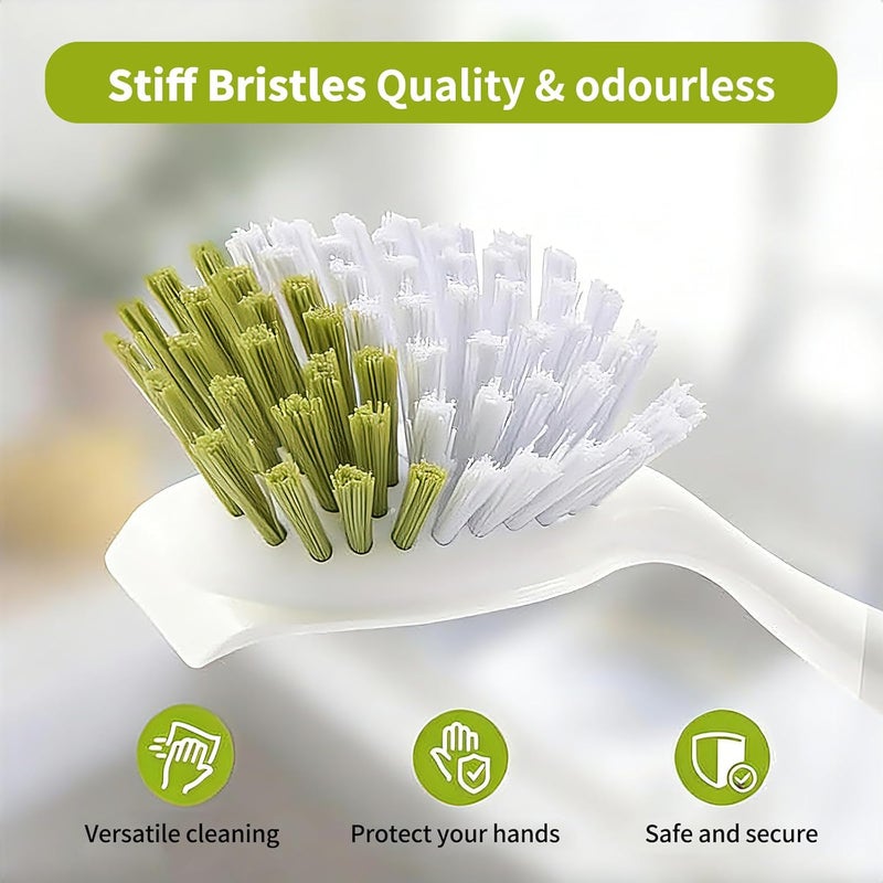 PPLJQS Dish Brush Scrub Brush with Handle - 3 Pack Stiff Bristles Dish Scrubber for Cleaning Dishes, Pots, Pans, Sink, Cast Iron - Hard Bristles,No Residue - Image 4